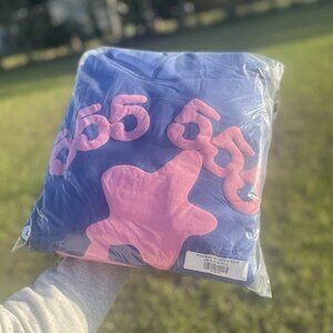 ✨ Sp5der 555 Beluga Web Hoodie Blue & Pink Men's Large L Brand New Streetwear Pu